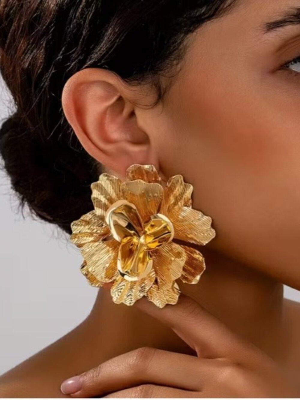 Large Golden Flower Petal Statement Earrings (NEW & BEAUTIFUL!)